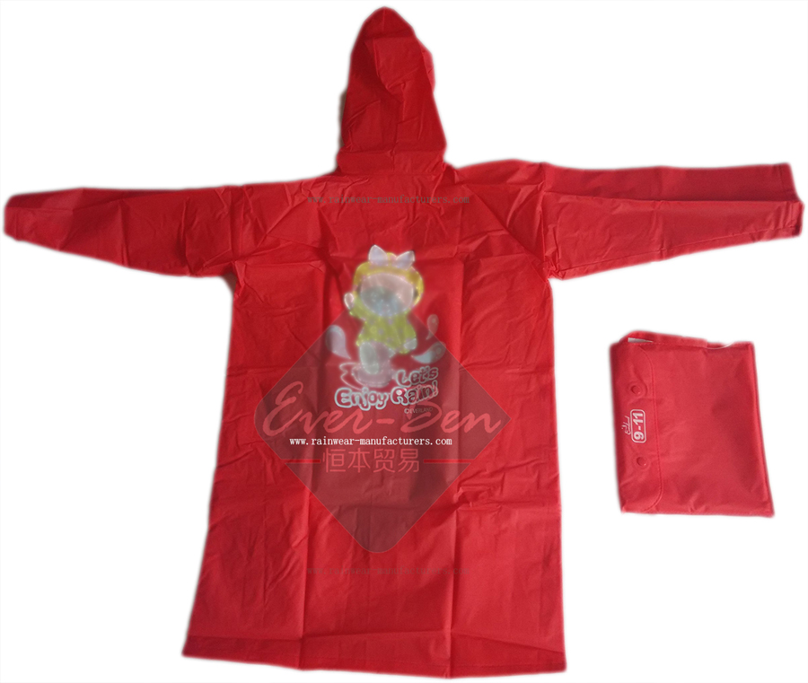 EVA Red Girls Rain Jackets